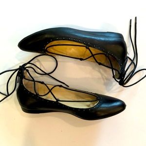 Lace-up ballet flats